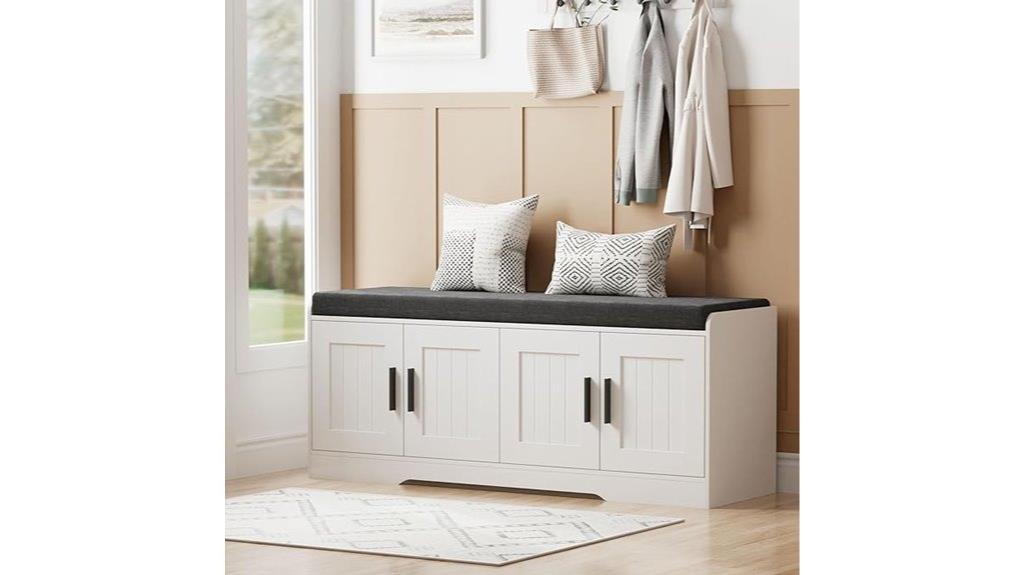 padded entryway storage bench