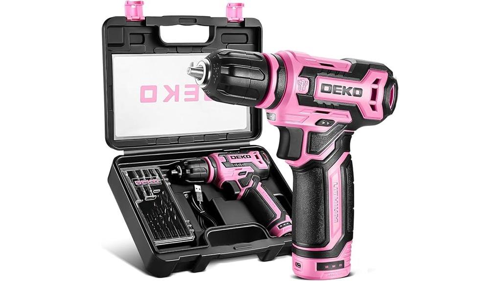 pink 12v drill set