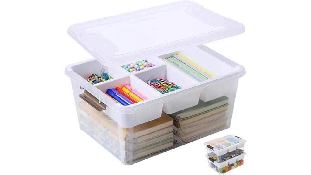 plastic storage box with tray
