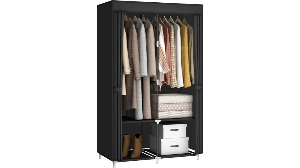portable wardrobe with shelves