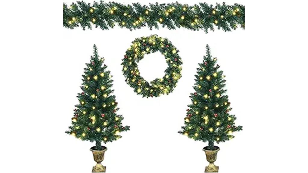 pre lit christmas decor set