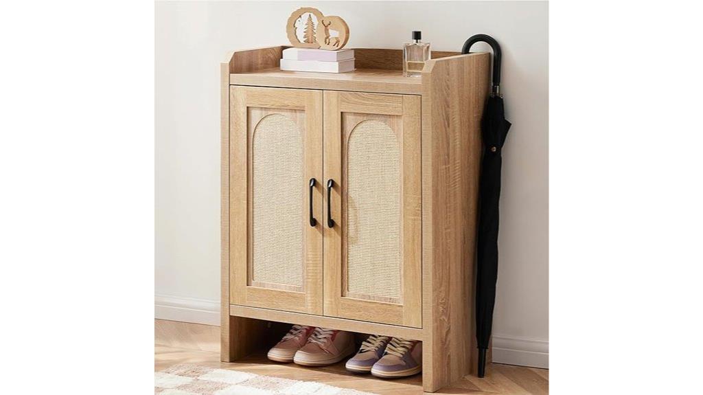 rattan entryway shoe organizer