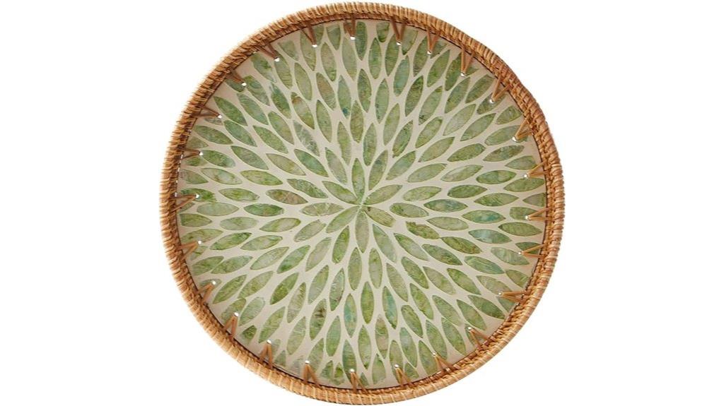 rattan tray with pearl