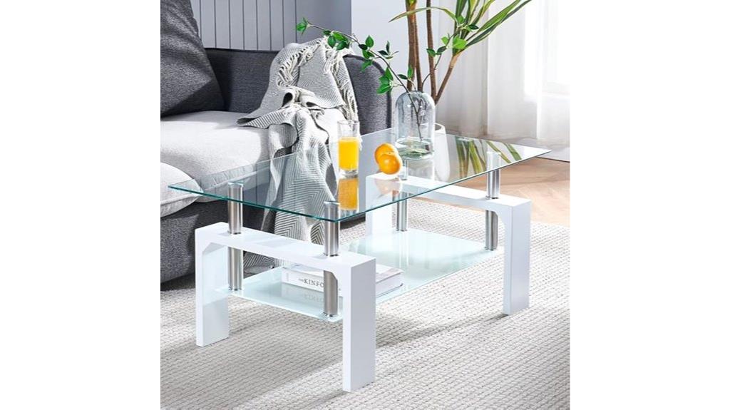 rectangular glass coffee table