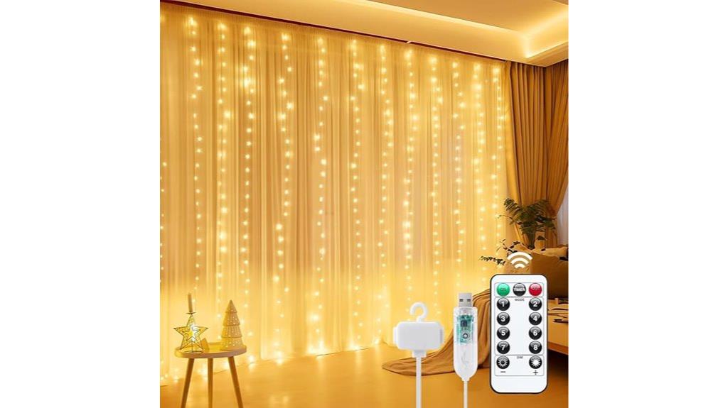 remote controlled curtain string lights