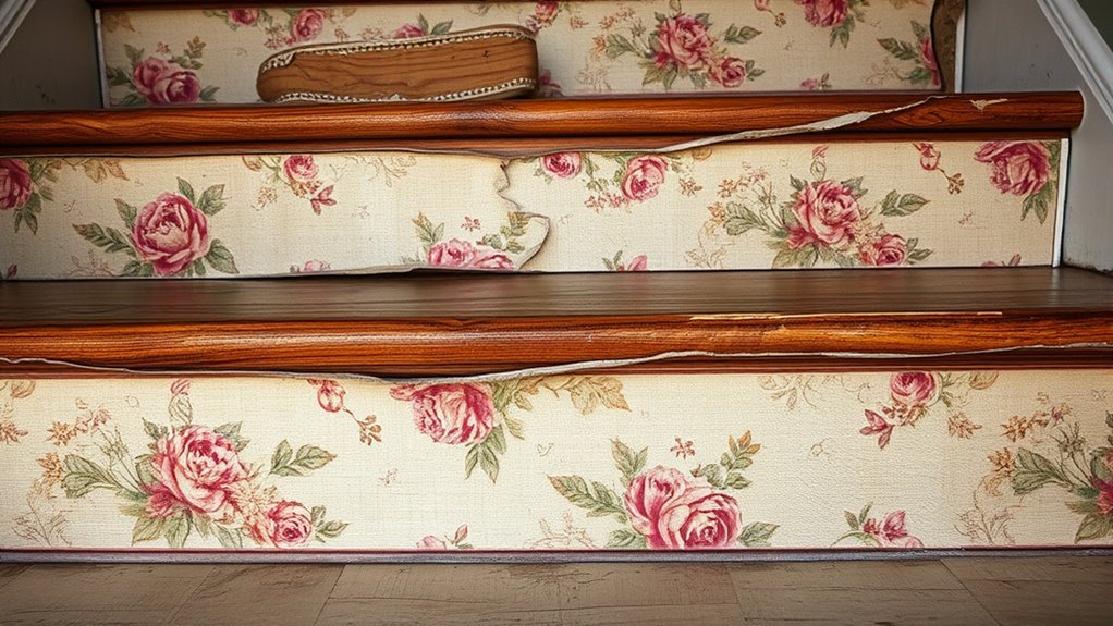 repair peeling stair riser wallpaper
