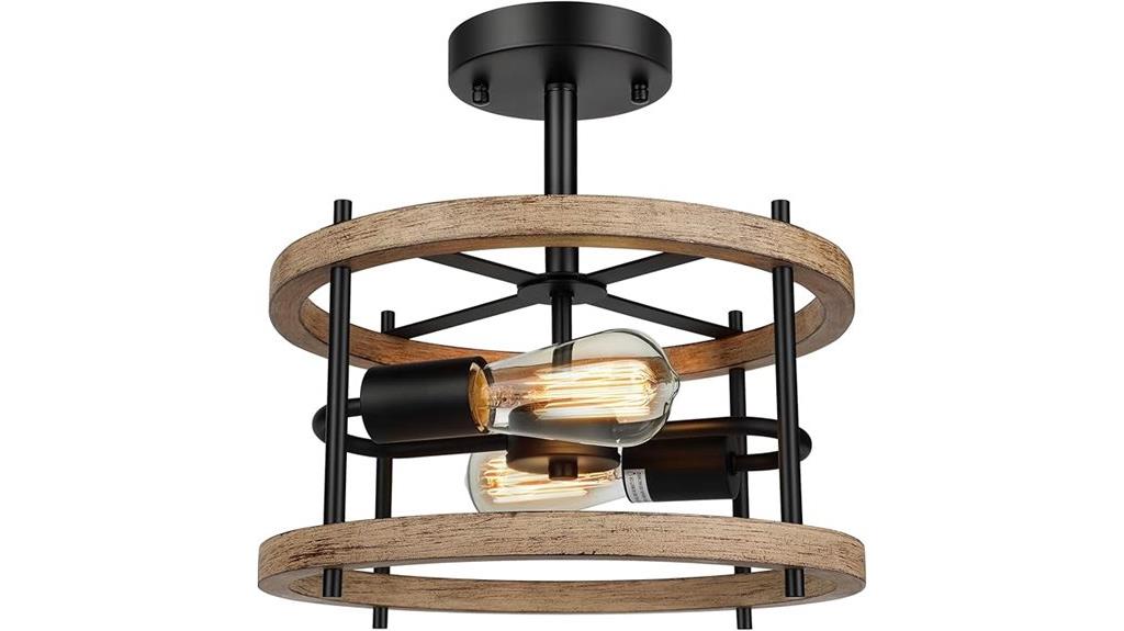 retro two light ceiling fixture