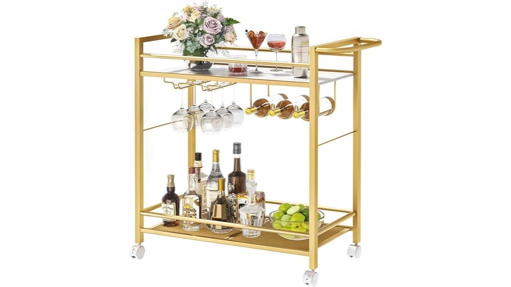 rolling bar cart with shelves