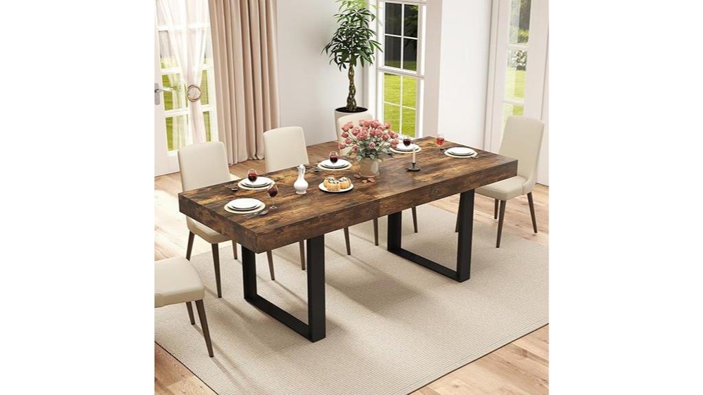 rustic brown expandable table