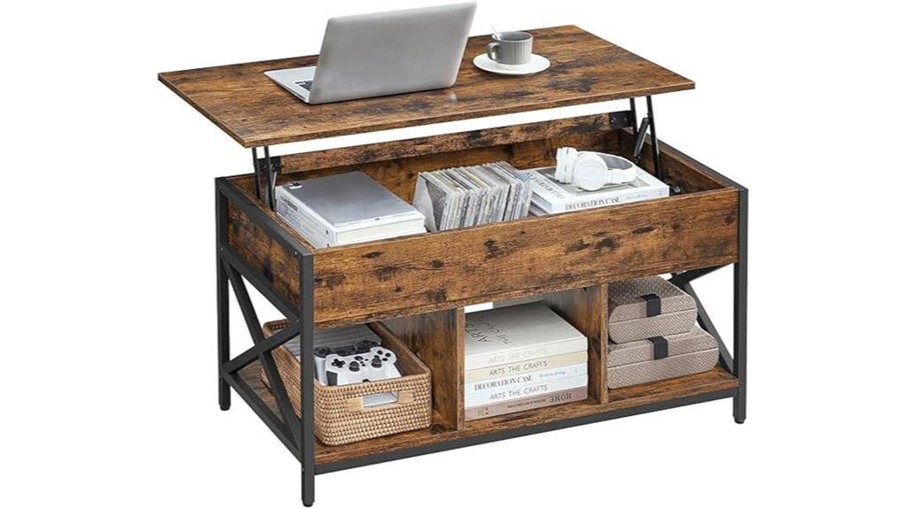 rustic brown lift table