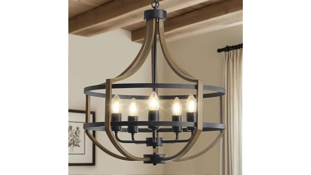 rustic faux wood chandelier