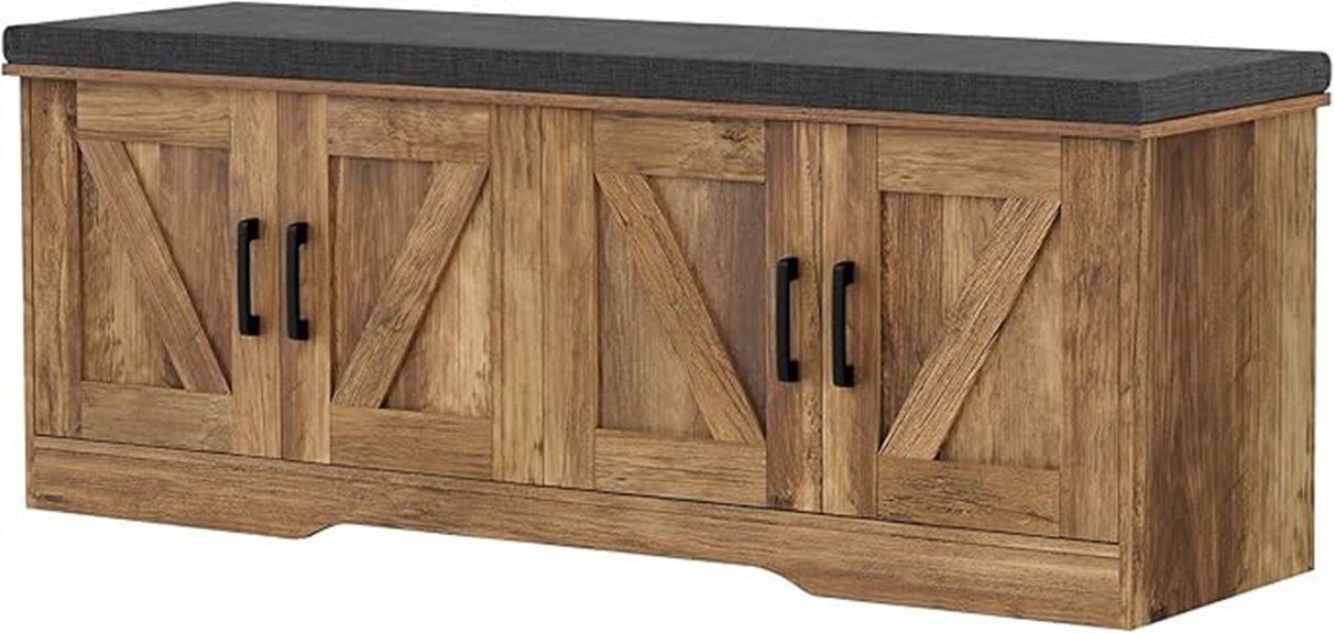 rustic walnut storage bench