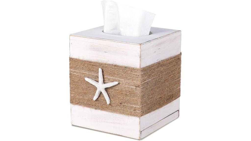 rustic white wood tissue holder