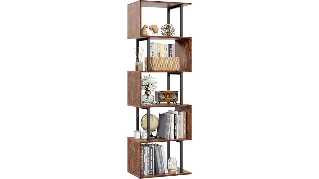 s shaped geometric bookshelf