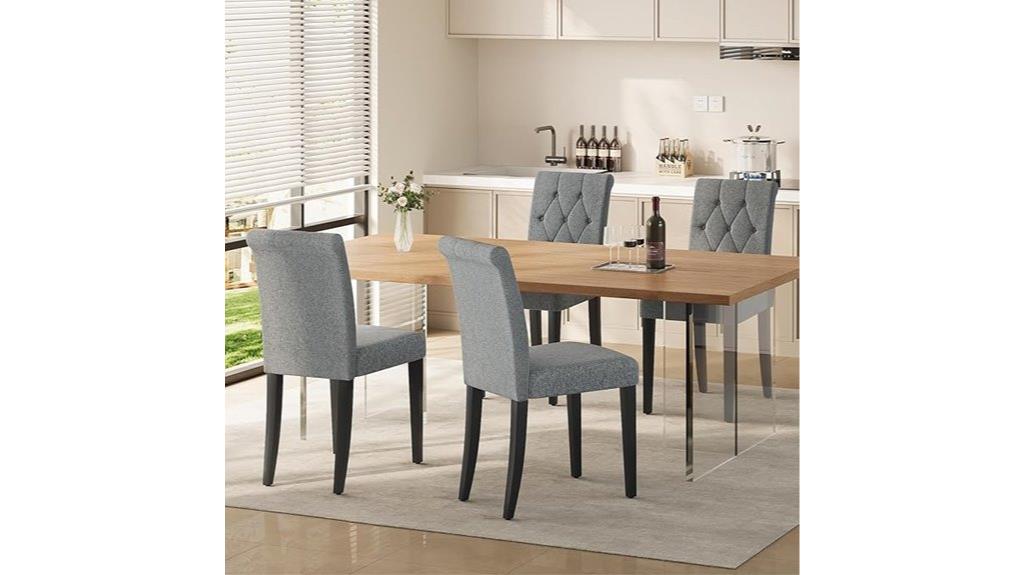set of 4 button tufted chairs