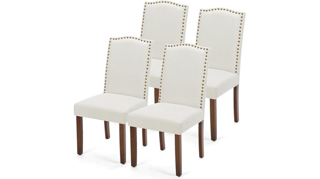 set of 4 padded wooden chairs