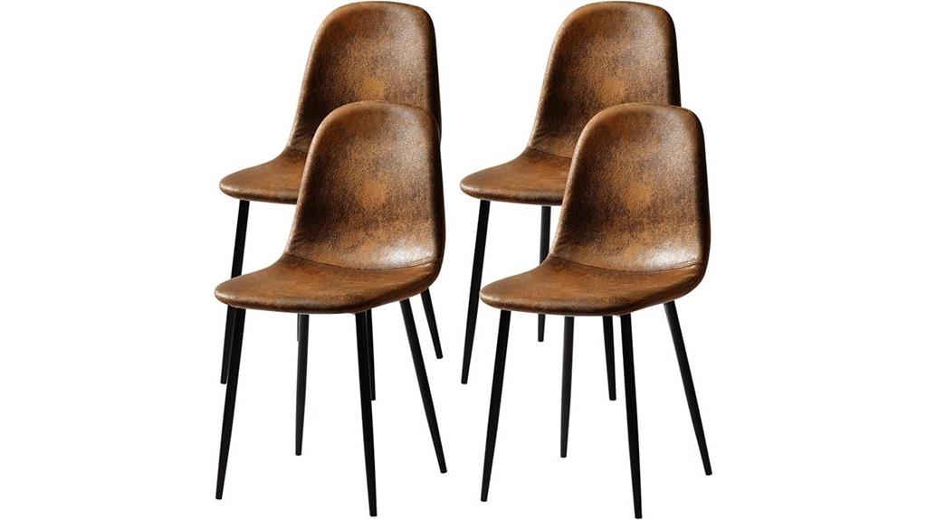 set of 4 suede dining chairs