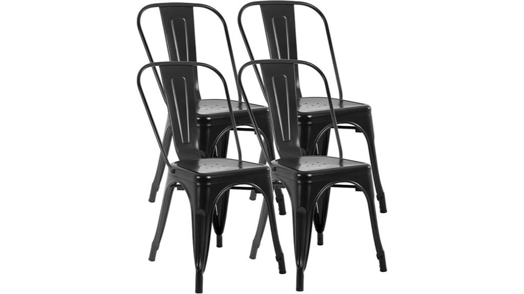 set of four black chairs