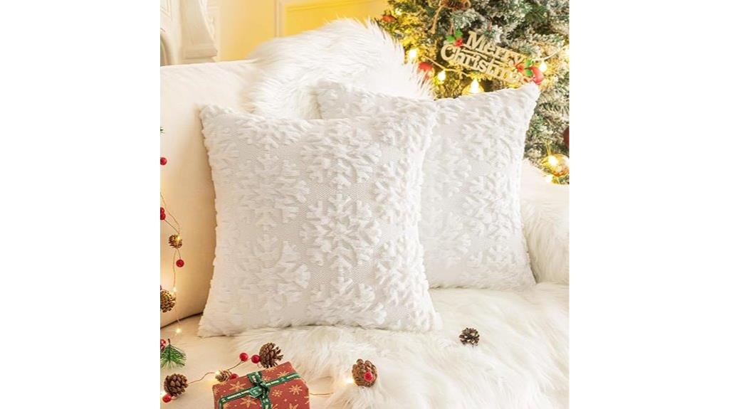set of two snowflake pillows
