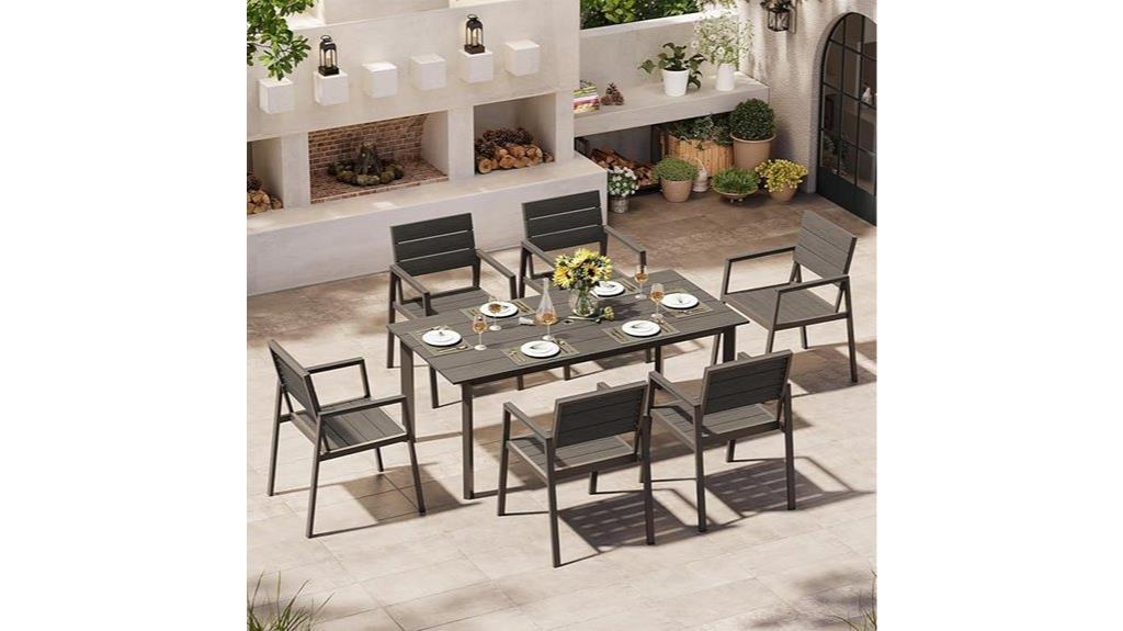 seven piece outdoor aluminum dining