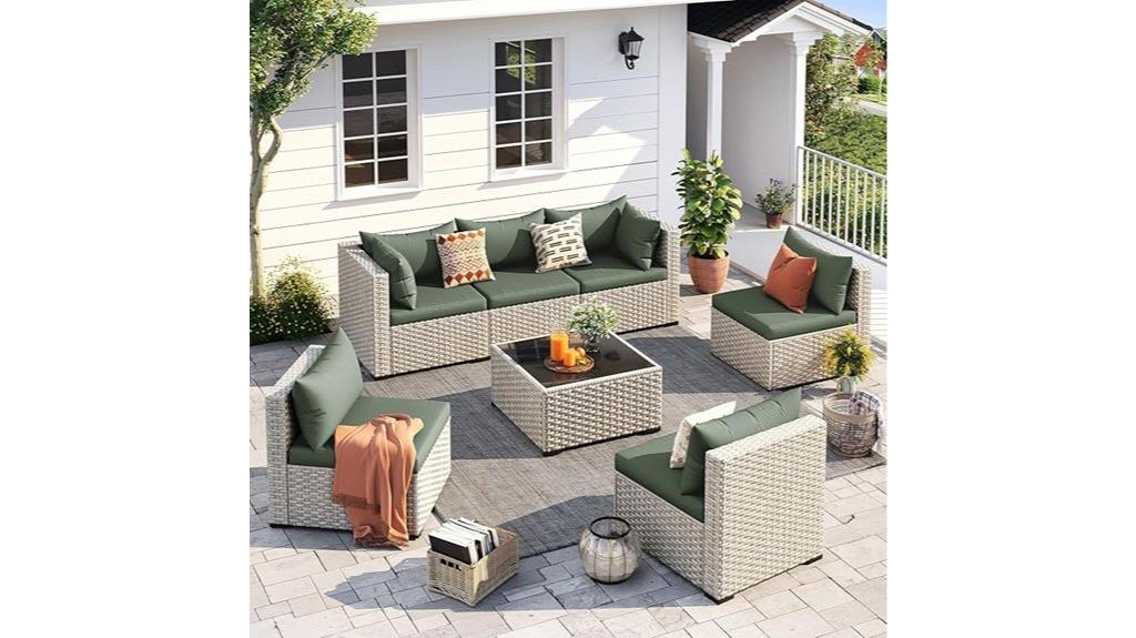 seven piece outdoor wicker set