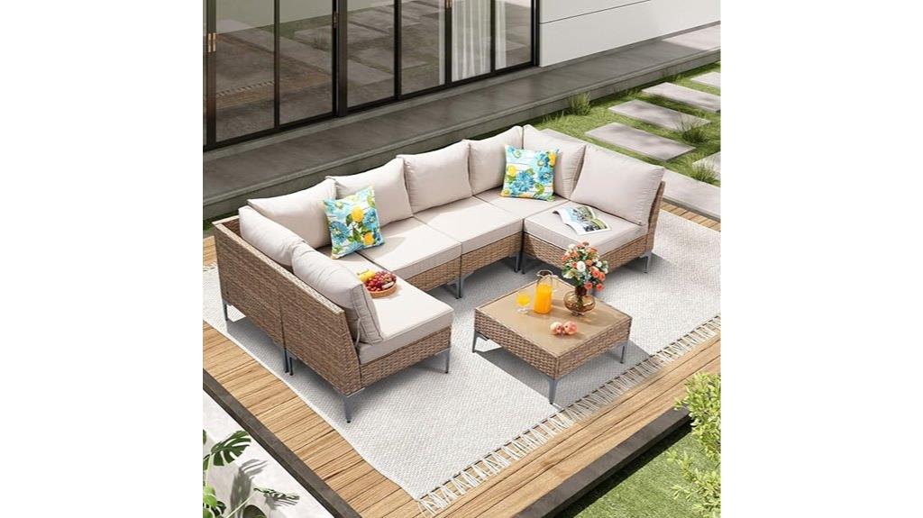 seven piece wicker patio set