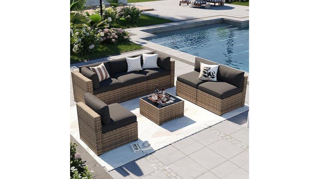 seven piece wicker patio set