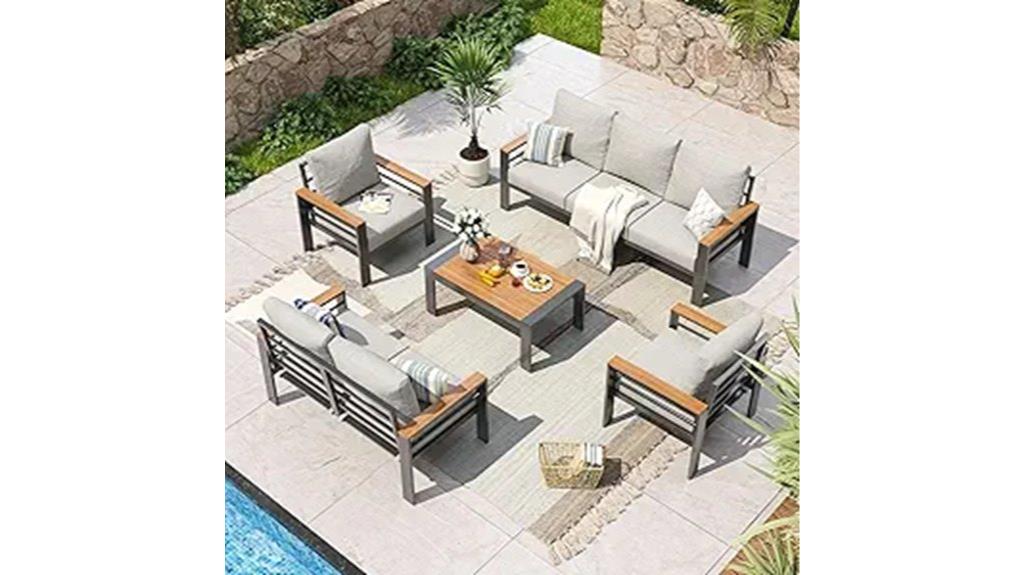 seven seater aluminum patio set