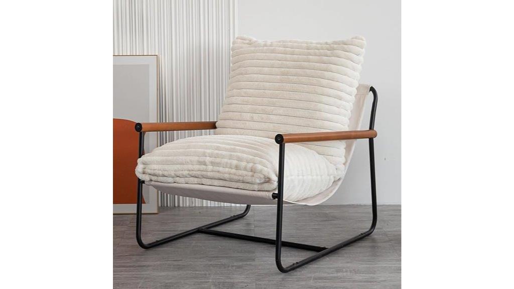 sherpa accent chair with wood