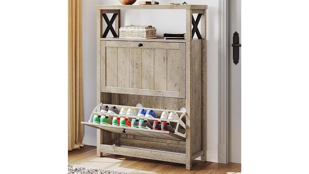 shoe cabinet with flip drawers
