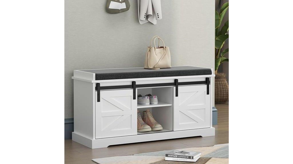 shoe storage bench with barn door