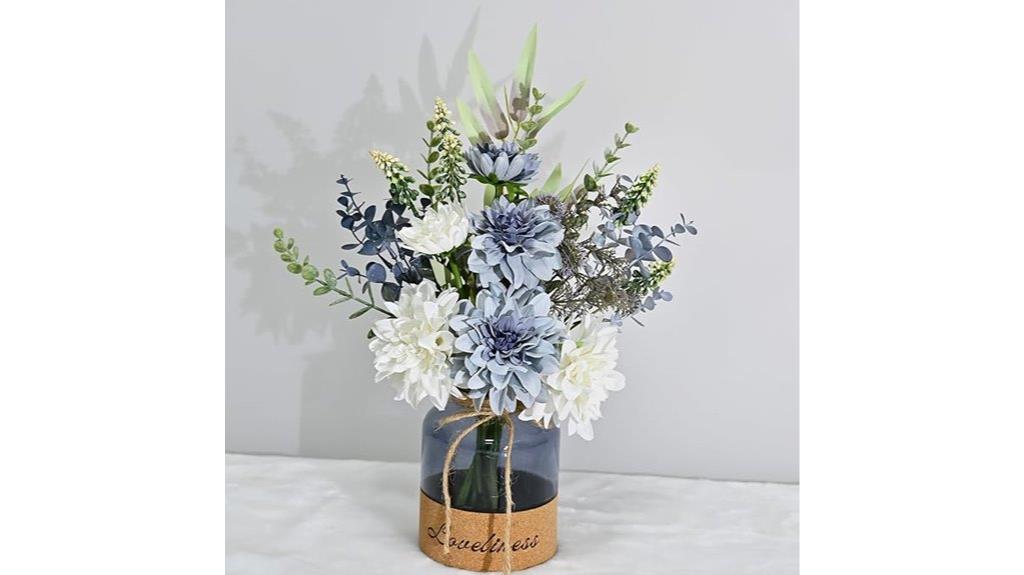 silk dahlias vase decor