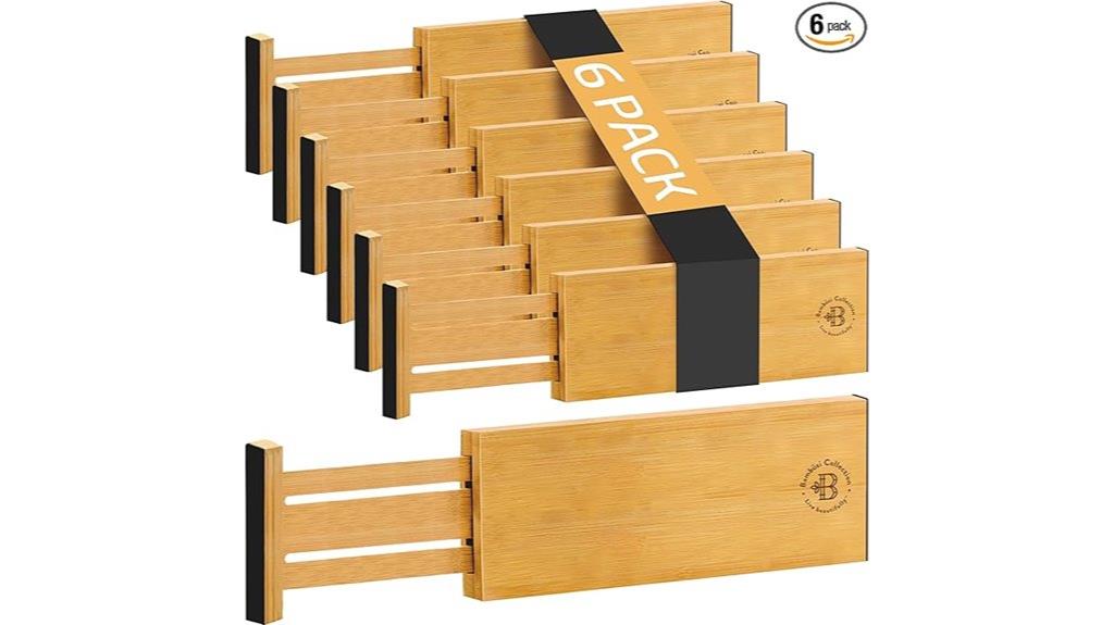six bamboo drawer dividers