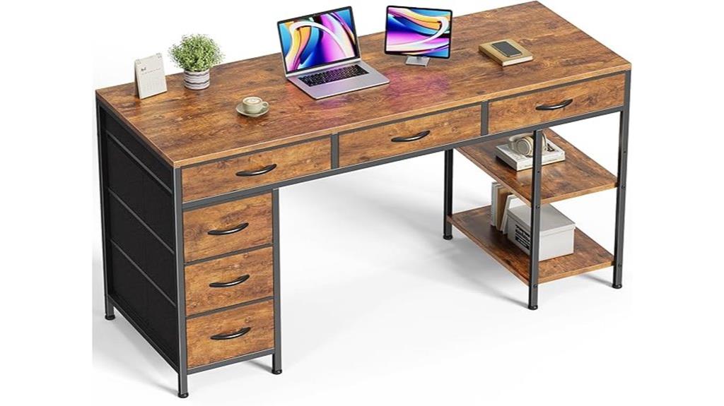 six drawer shelf desk