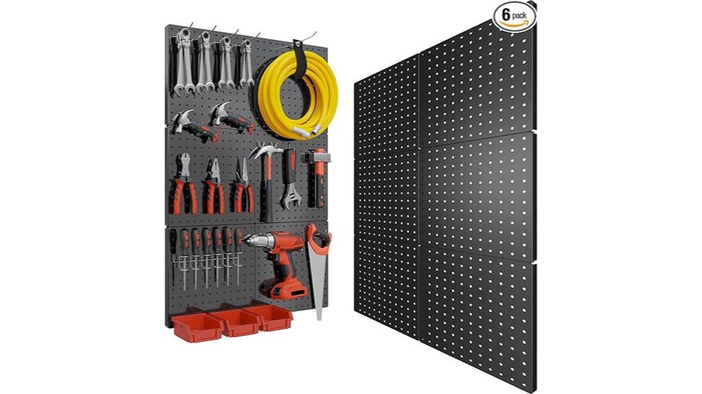 six metal pegboards set