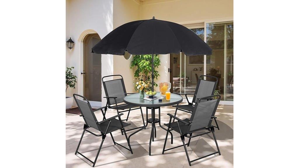 six piece foldable patio dining