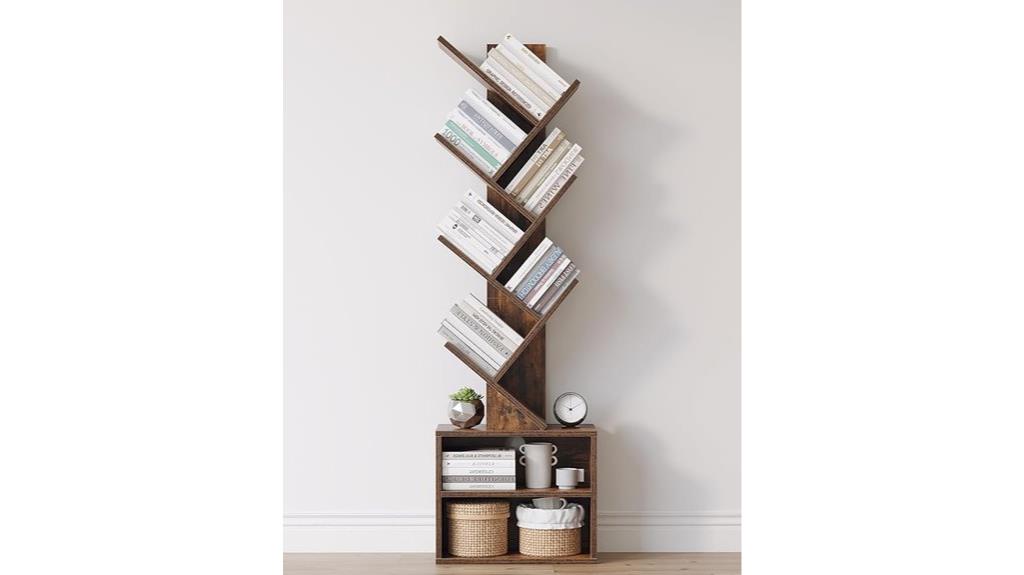 six tier wooden bookshelf
