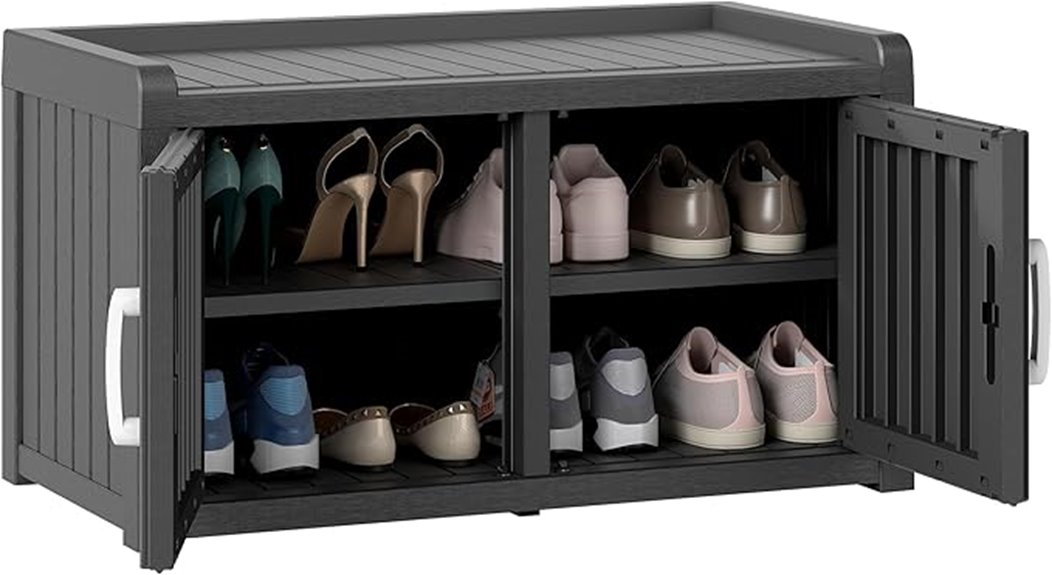storage bench with doors