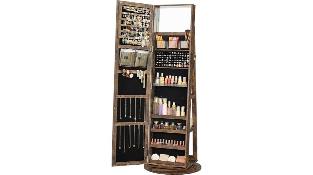 swivel jewelry cabinet mirror