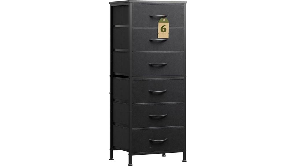 tall dresser with fabric bins