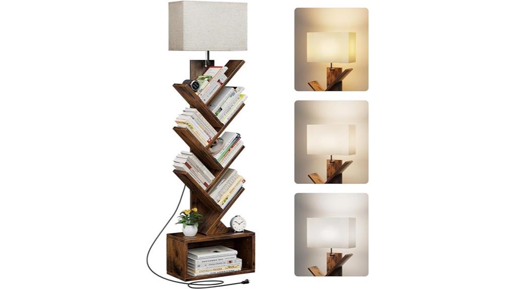 tall narrow bookshelf with light