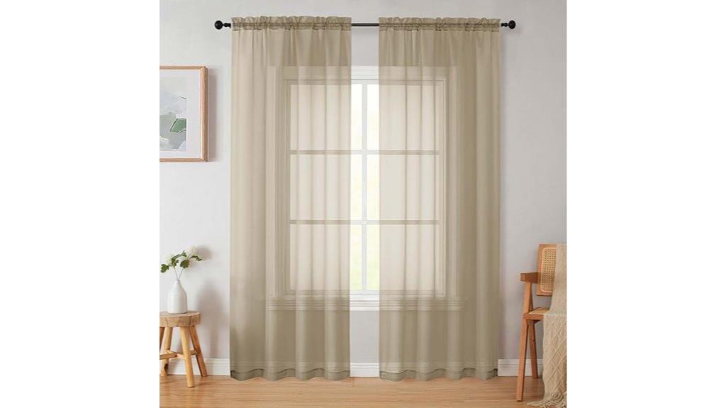 taupe sheer curtain panels