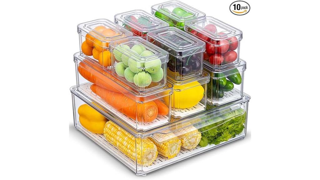 ten fridge storage bins