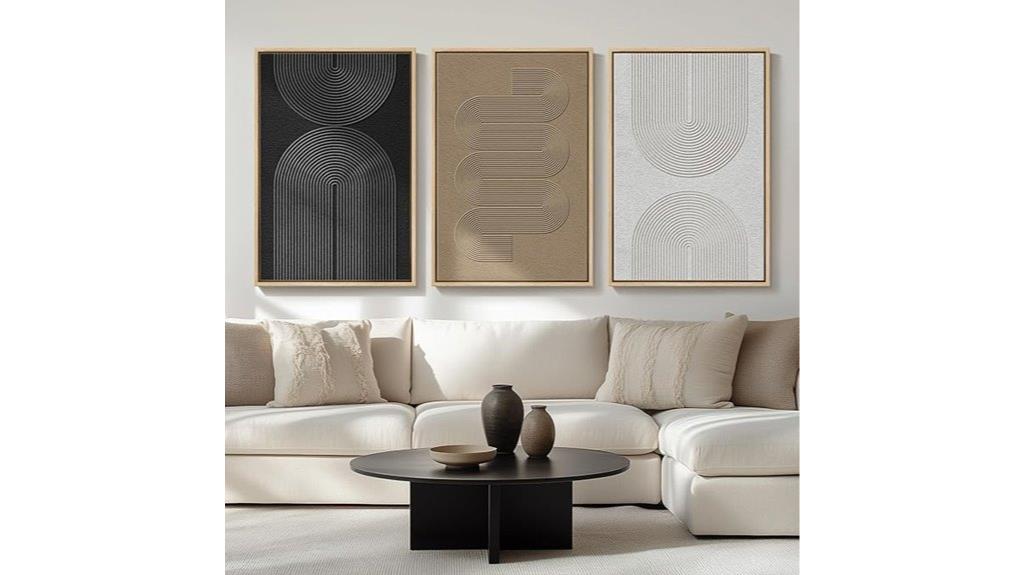 three piece black white abstract