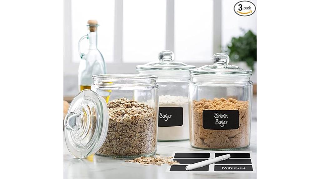 three piece labeled canister set