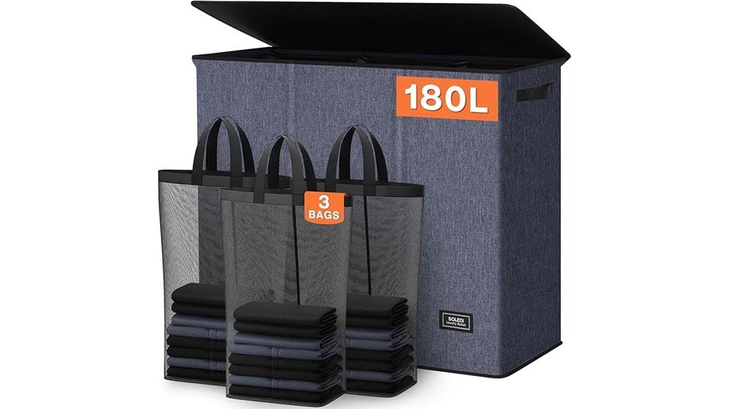 three section laundry hamper