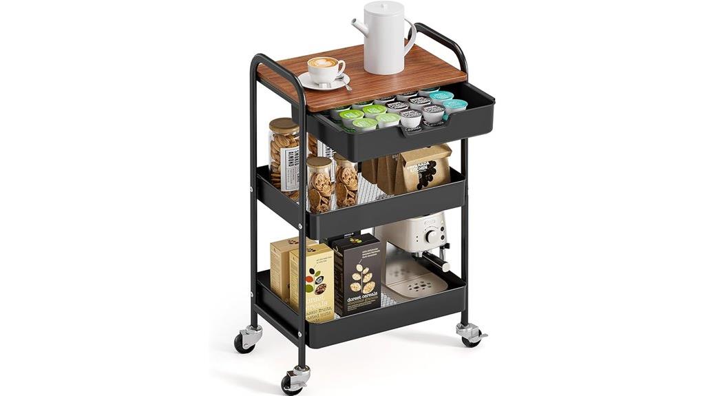 three tier rolling cart