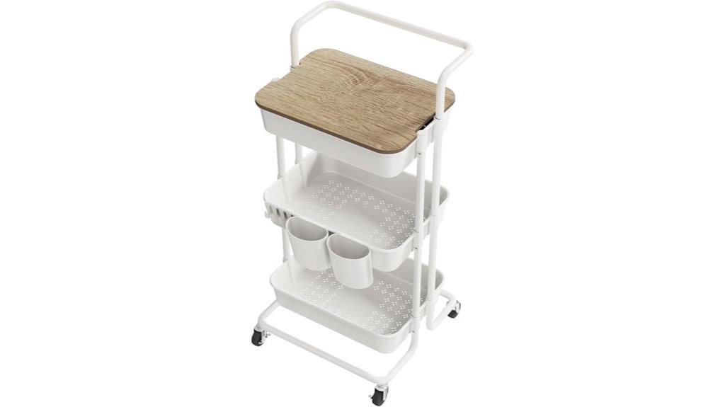 three tier rolling cart