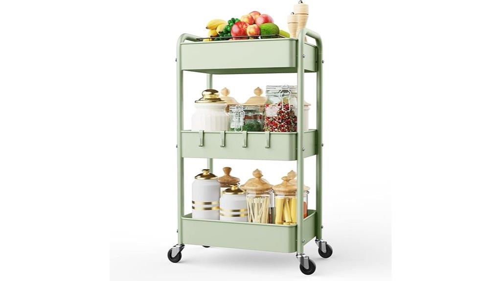 three tier rolling storage cart