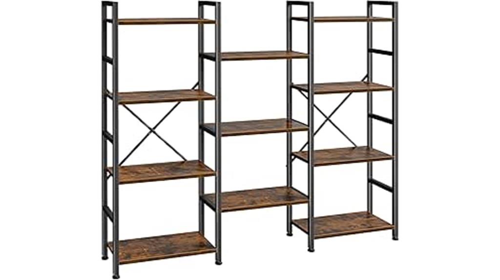 triple tier bookshelf design